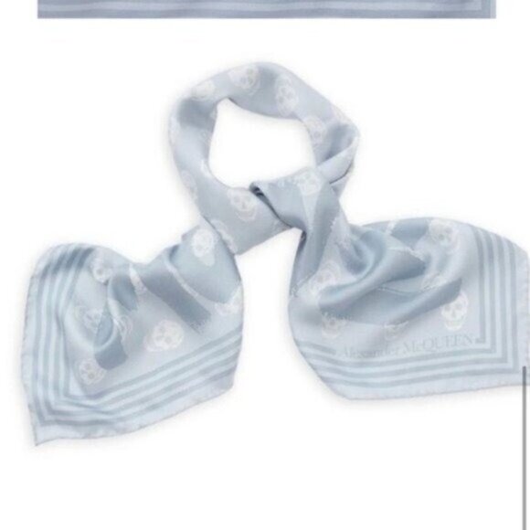 Alexander McQueen Graffiti Biker Skull Silk Scarf – 100% Silk Square – Luxury - Picture 3 of 6